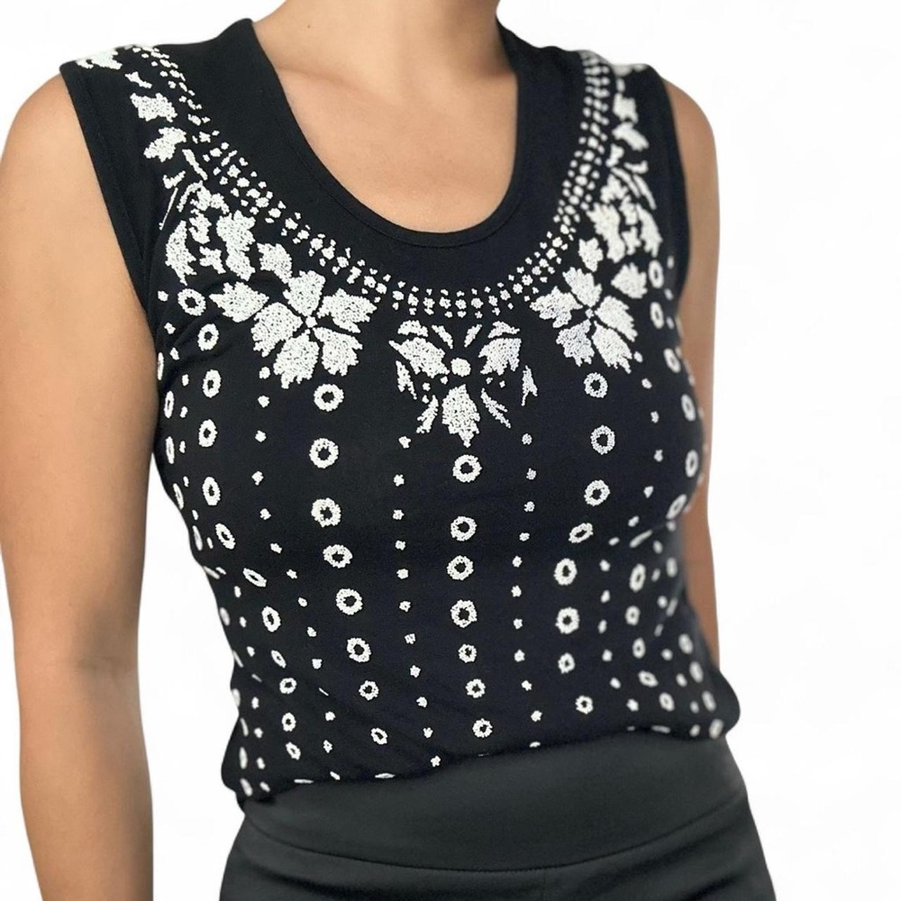 Black and White beaded Women's Top